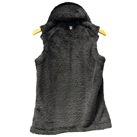 Kuhl Flight Vest Womens Medium Black Full Zip Sherpa Fleece Hidden Hood Jacket - Picture 3 of 11